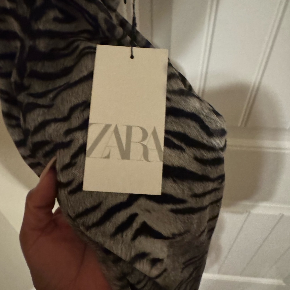 Zara Black and Gray Zebra-Print Dress